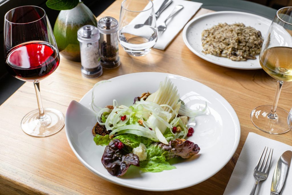vegetable salad on white ceramic plate